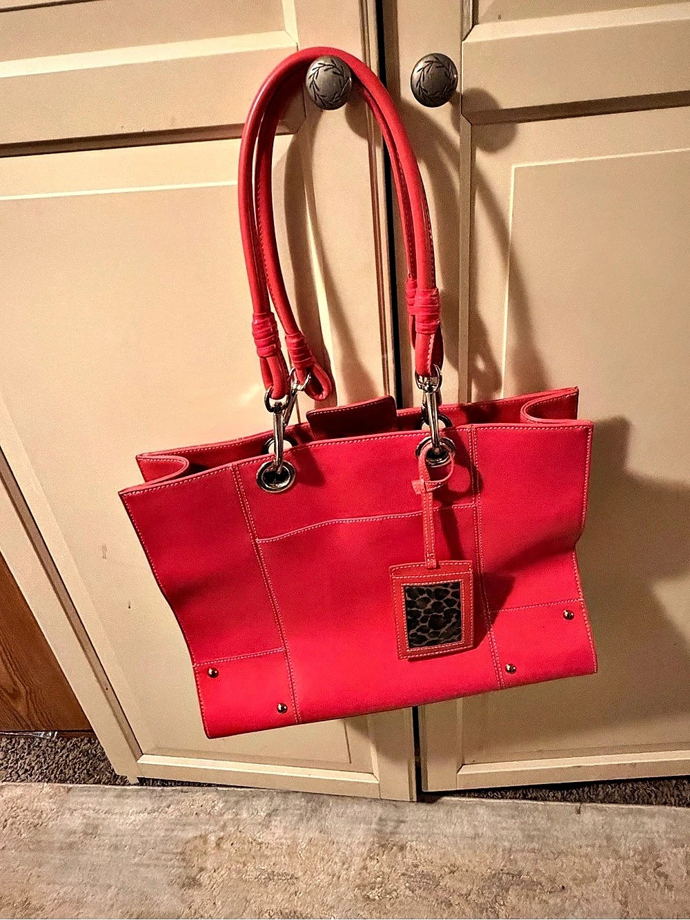 Wilsons Leather Leopard Print Tote in Pink